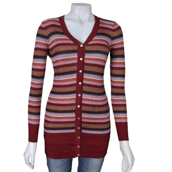 Zara Cardigan Striped Shimmery Thread Knit Special Edition Size Small - Picture 4 of 13
